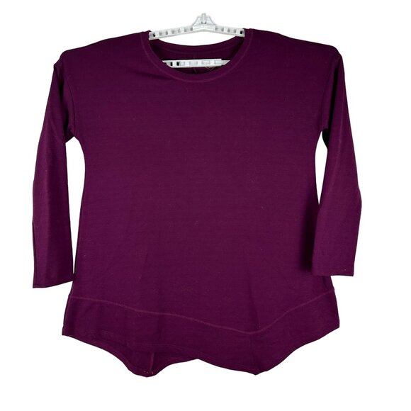 St Johns Bay Womens Large Purple Long Sleeve Asymmetrical Hem Knit Top - Picture 1 of 3